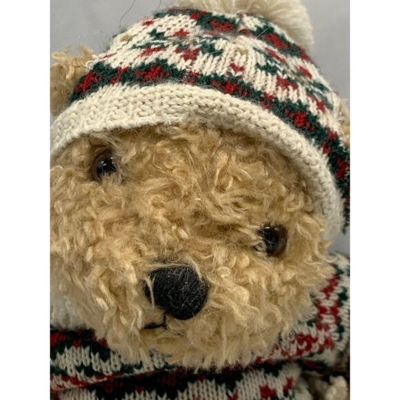 Vintage Plush Beary Theodor Teddy Festive Knit Sweater Hat 8" Polyester Soft - Picture 2 of 14